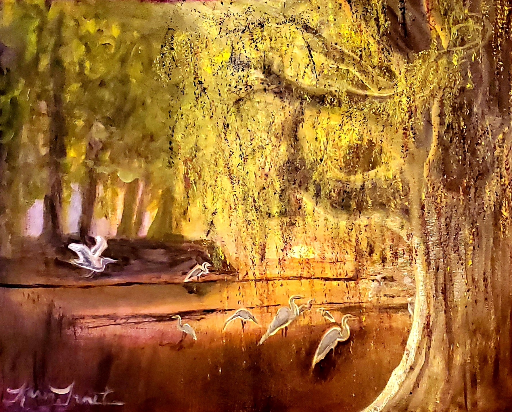 Egrets. Oil on canvas - Karen Trout